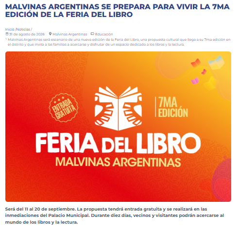 NOTICIAS MALVINAS ARGENTINAS:SE PREPARA  PARA VIVIR LA 7MA EDICION DE LA FERIA DEL LIBRO