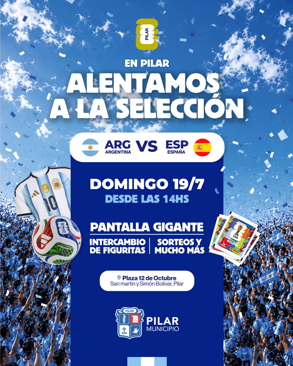 NOTICIAS PILAR: MUNDIAL 2026 , VENI A ALENTAR A NUESTRA SELECCION . PANTALLA GIGANTE PARA VERLO A LO GRANDE , A NUESTRA SELECCION ARGENTINA